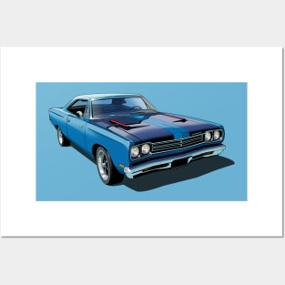 1969 Plymouth Roadrunner in blue Posters and Art